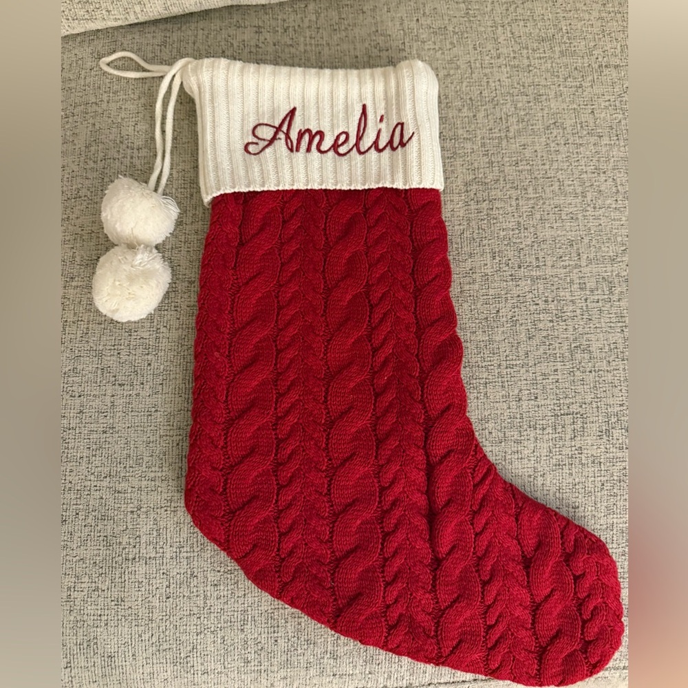 Red Cable Knit Christmas Stocking
